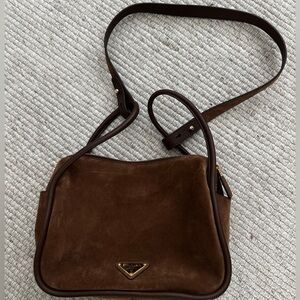 Prada Darling Brown Suede Shoulder Bag